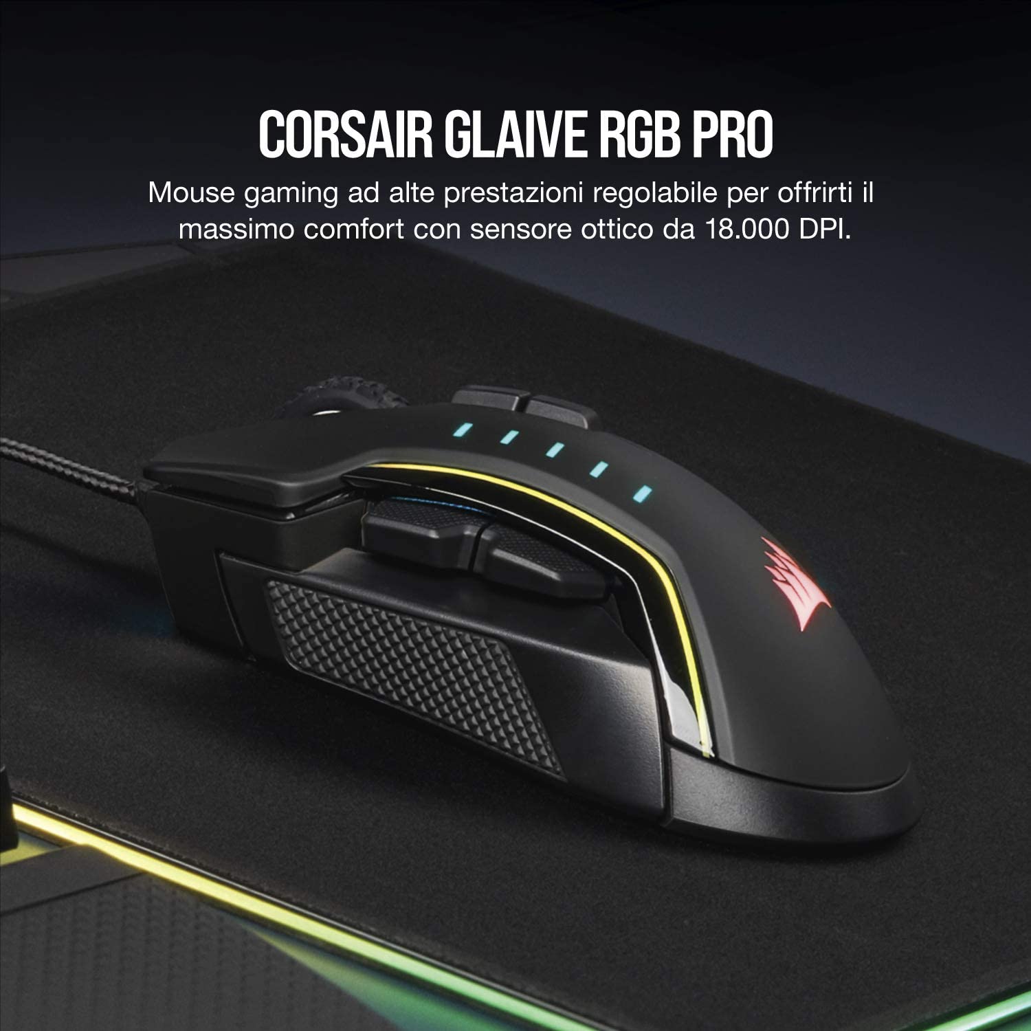 Mouse Corsair Glaive RGB Ottico 16000DPI 6 Tasti PC/Xbox One Corsair Renewed