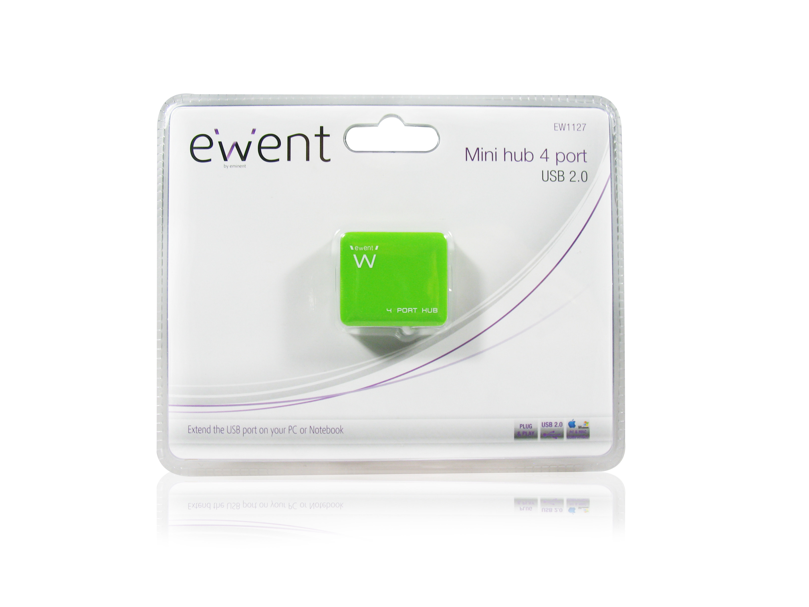 MINI HUB USB 2.0 EWENT 4P GREEN