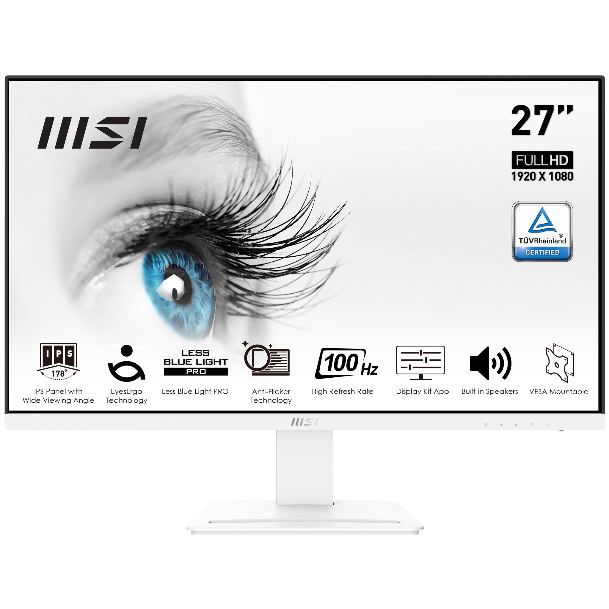 MONITOR MSI PRO MP273AW 27 Multimediale 100Hz IPS FullHD 1ms DP/HDMI WHITE
