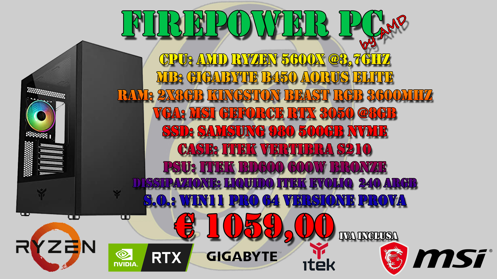 FIREPOWER PC by AMD RTX 3050 *DISPONIBILE SU ORDINAZIONE*