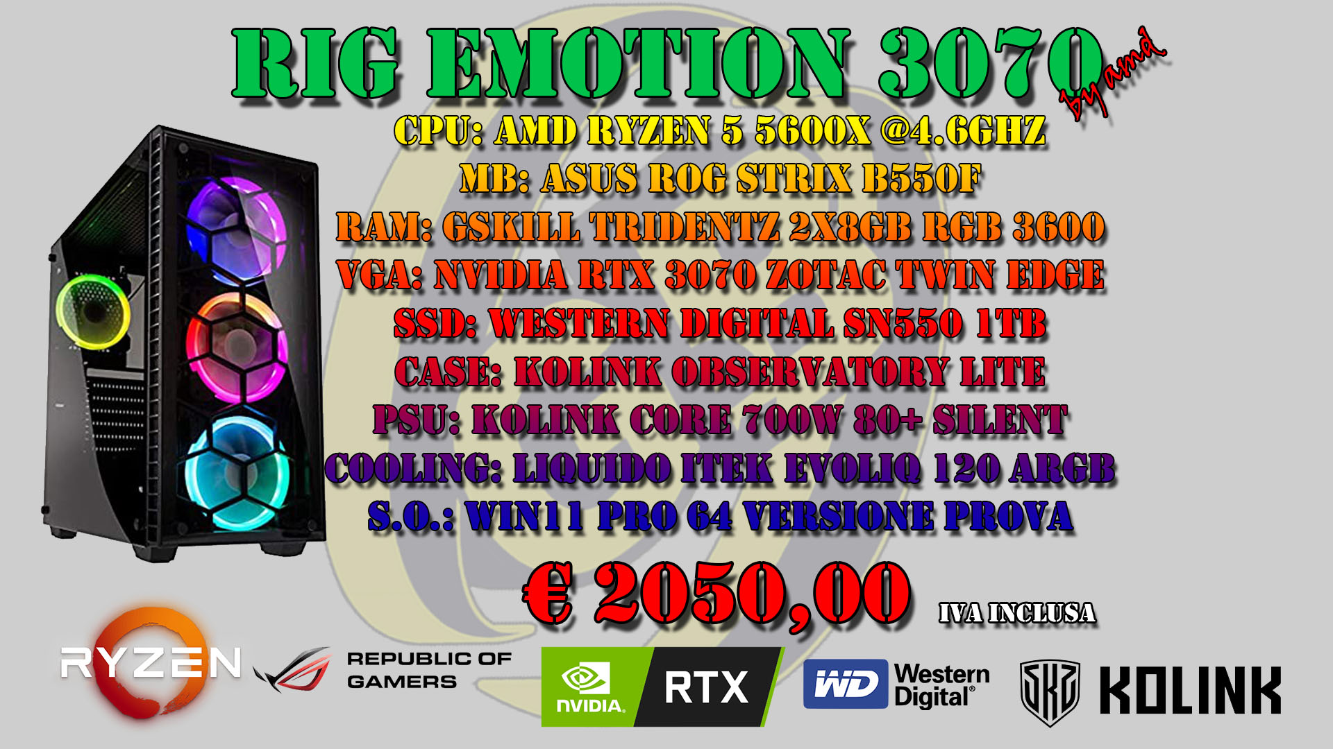 RIG EMOTION 3070 By AMD * DISPONIBILE SU ORDINAZIONE*