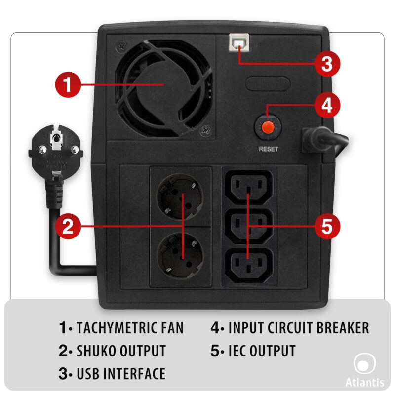 UPS ATLANTIS 2000VA/1200W LINE INTERACTIVE - immagine 2