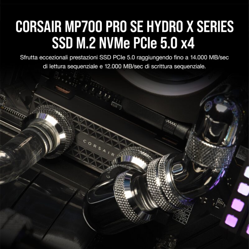 CORSAIR MP700 PRO HYDRO SERIES 2TB M.2 Nvme PCIe Gen5 X4 - immagine 3