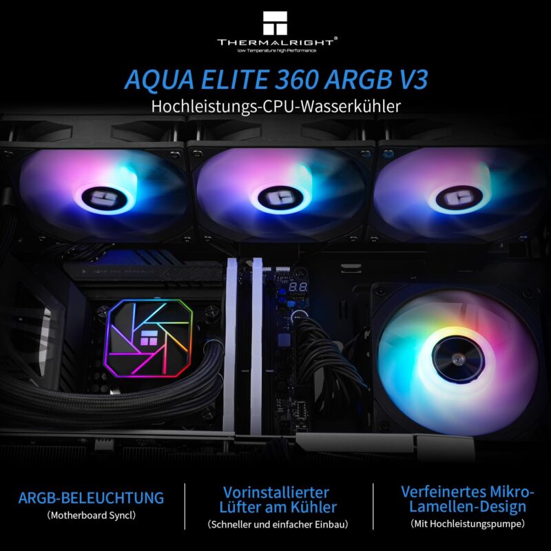 THERMALRIGHT AQUA ELITE 360 V3 ARGB BLACK 360mm - immagine 3