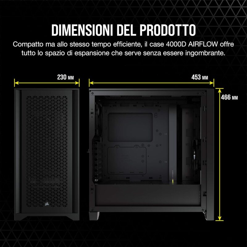 CASE CORSAIR 4000D AIRFLOW BLACK - immagine 3