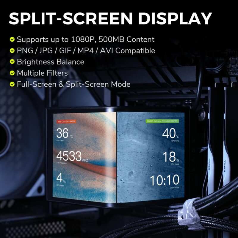 TRYX PANORAMA 360 ARGB LCD 2K 3D CURVO 360mm BLACK - immagine 3