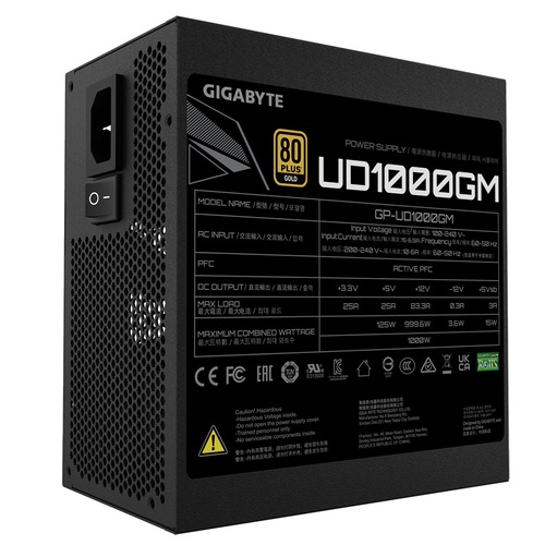 ALIMENTATORE GIGABYTE GP-UD1000GM 1000W 80+ GOLD FULL MODULAR - immagine 5