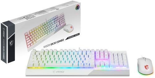 KIT TASTIERA MSI VIGOR GK30 ARGB+ MOUSE MSI GM11 RGB WHITE - immagine 5