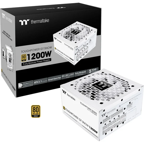ALIMENTATORE THERMALTAKE TOUGHPOWER GT1200 SNOW 1200W 80+ GOLD FULL MODULAR - immagine 3