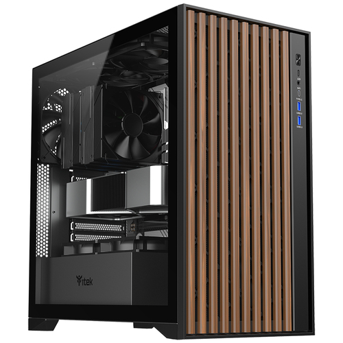CASE ITEK WOODY BLACK USB 3.0/TYPE-C ATX