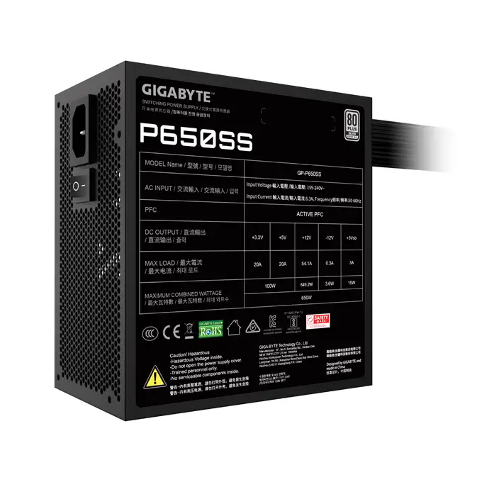 ALIMENTATORE GIGABYTE GP-P650SS 650W 80+ SILVER - immagine 2