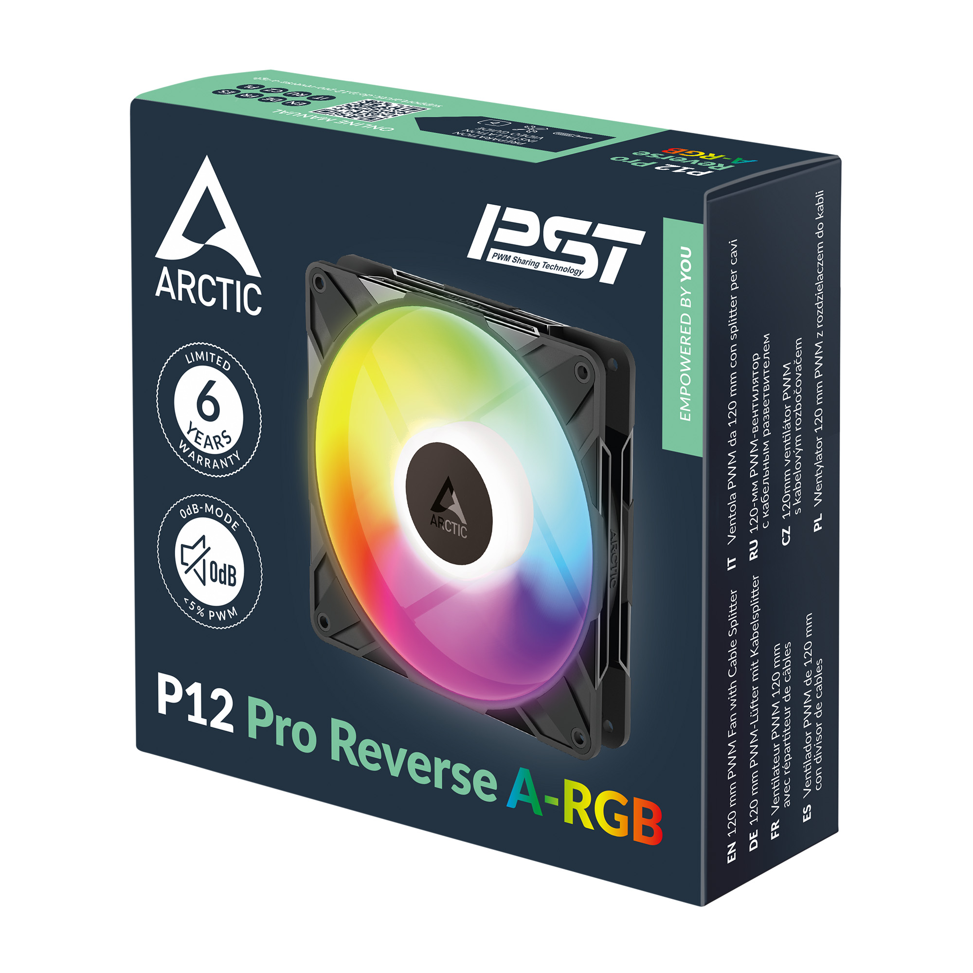 KIT FAN ARTIC P12 PRO REVERSE ARGB BLACK 3PZ