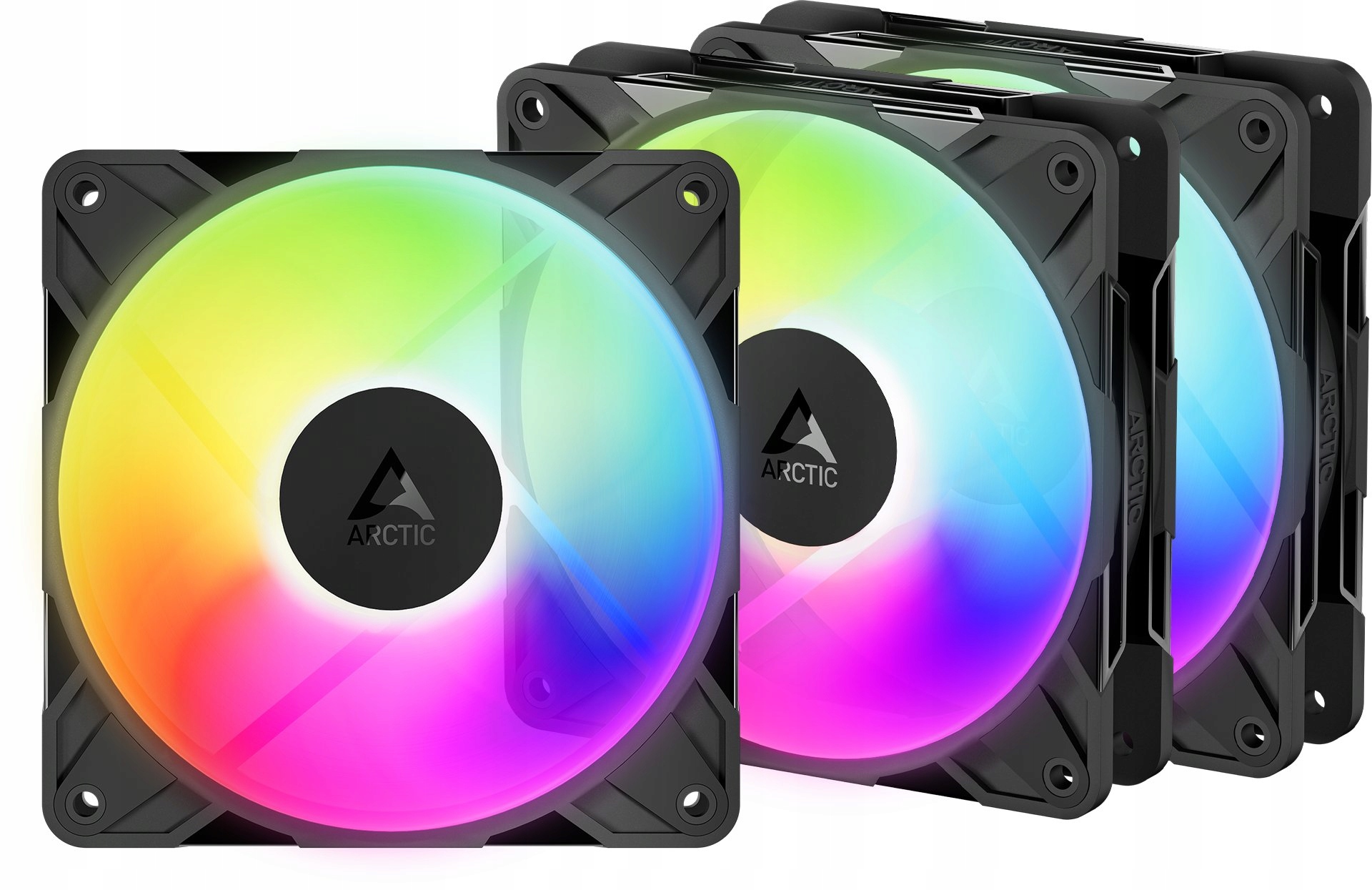 KIT FAN ARTIC P12 PRO REVERSE ARGB BLACK 3PZ - immagine 2