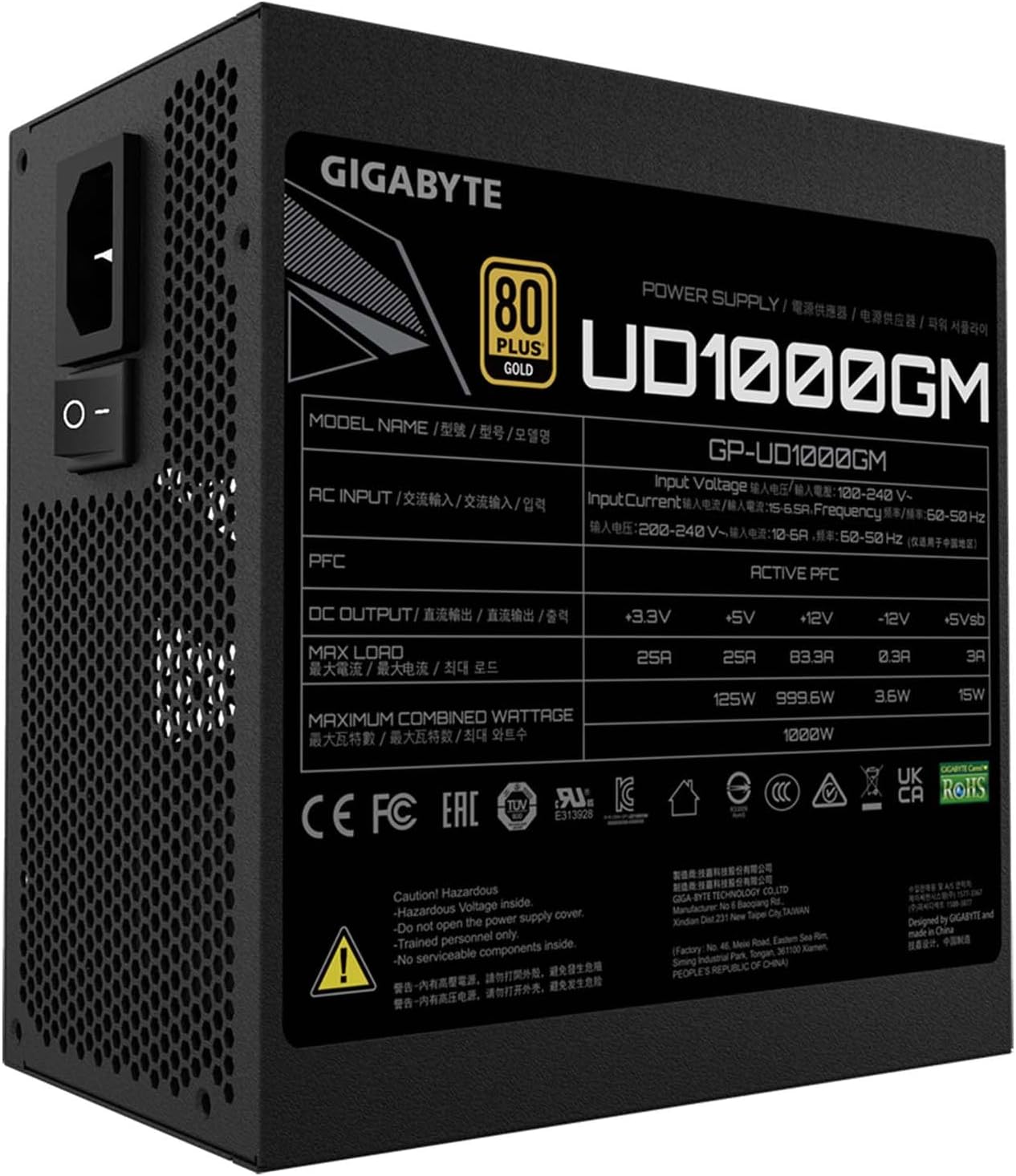 ALIMENTATORE GIGABYTE GP-UD1000GM PG5 V2 1000W 80+ GOLD FULL MODULAR - immagine 4
